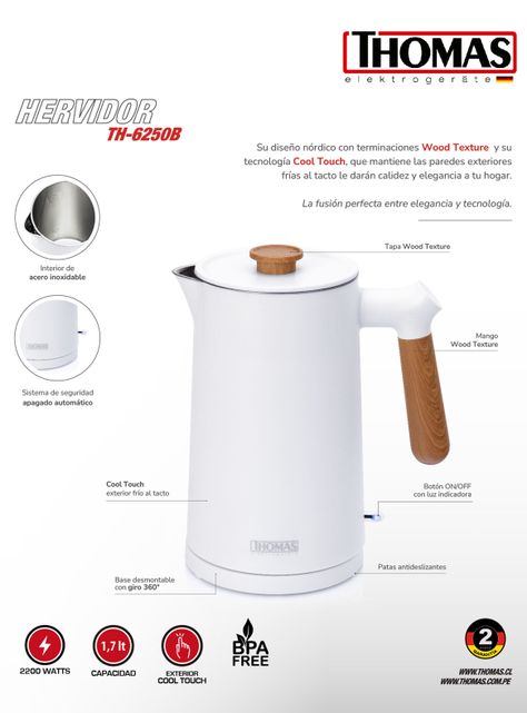 Hervidor Cool Touch 1.7 Litros TH-6250B-4