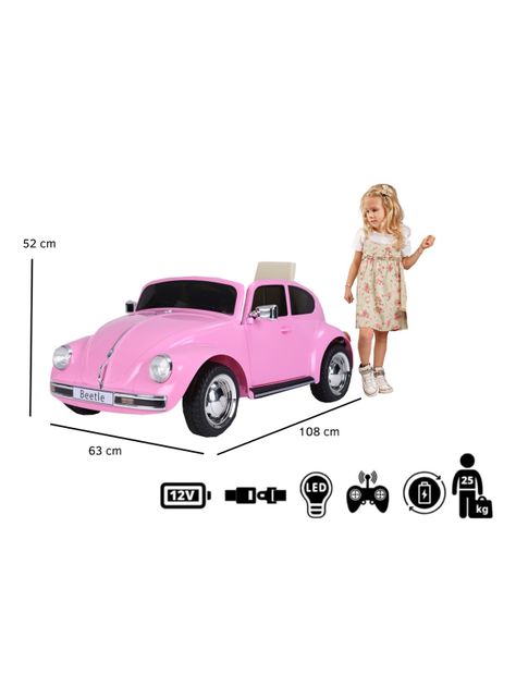Auto a Batería 12V Beetle Rosado-4