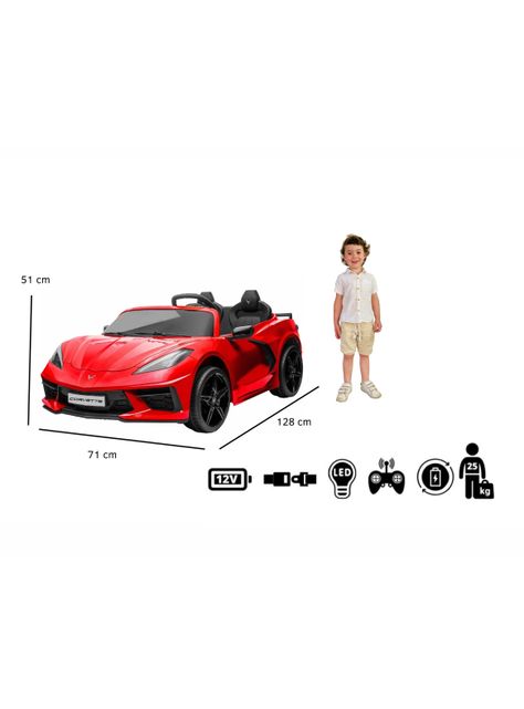 Auto a Batería Corvette 12V Rojo-4