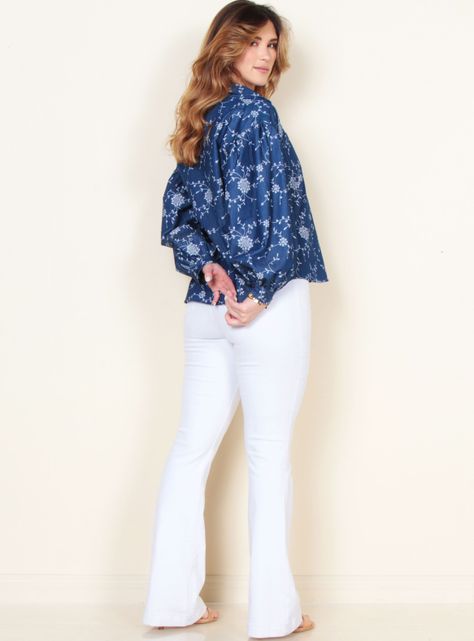 Blusa Manga Larga Denim Estampado Abotonada Delantero-4