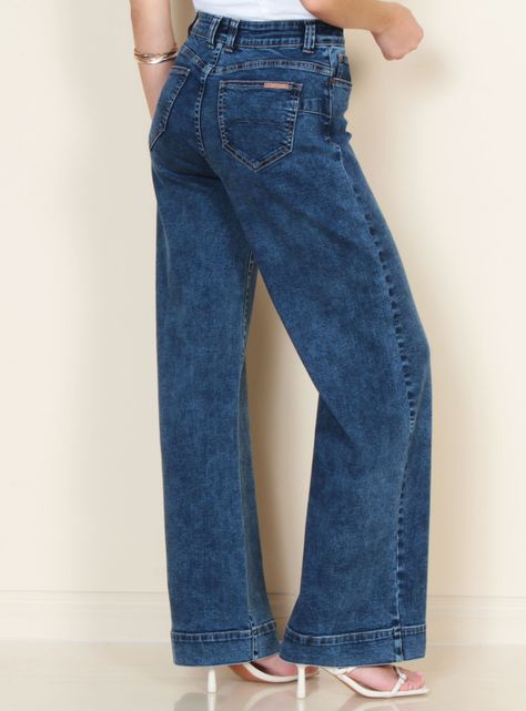 Jeans Wide Leg Tiro Alto Pretina-1