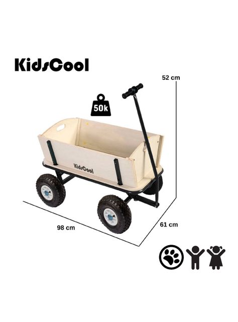 Carrito de Paseo Wagón Madera Blanco-1