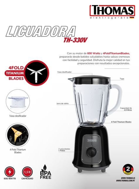 Licuadora 1.5 Litros TH-330V-3