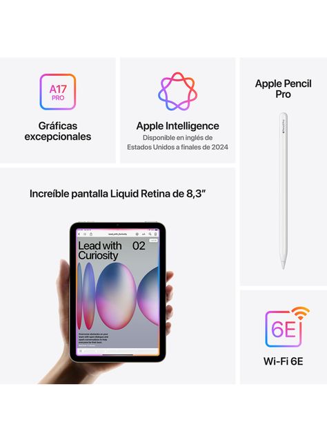 Apple iPad Mini 8.3" WiFi 128GB Chip A17 Pro Gris Espacial-5