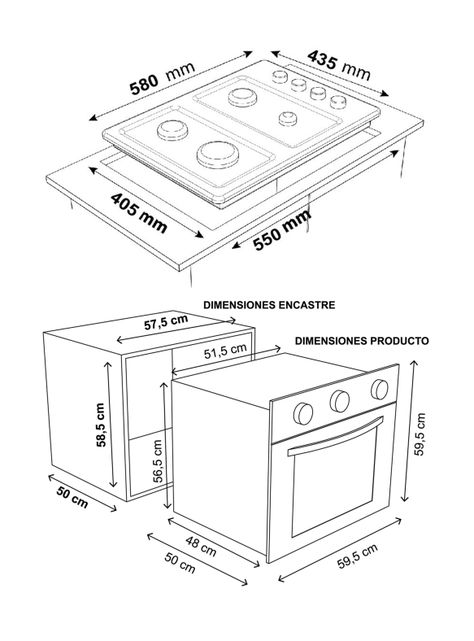 Kit Empotrable Horno + Encimera + Campana Kit-138-4