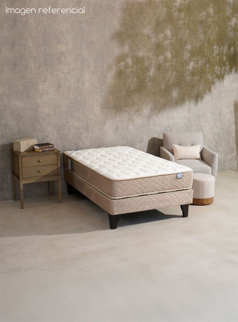 Cama Europea Bamboo 1.5 Plazas x190 cm + Respaldo Merci + Velador Malaga Honey-3