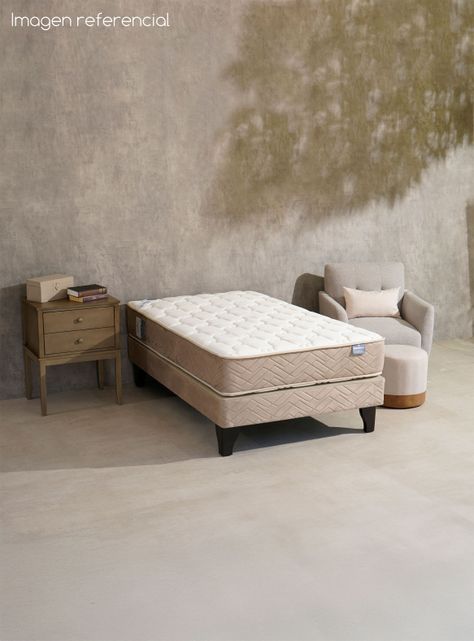 Cama Europea Bamboo 1.5 Plazas x190 cm + Respaldo Merci + Velador Malaga Grey-5