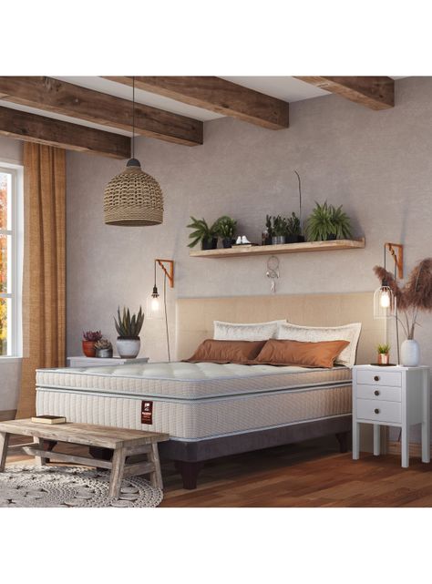Cama Europea Máximo Cobre 2 Plazas 150 x 200 cm + Respaldo Design Crudo-5