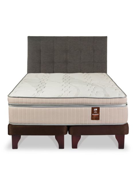Cama Europea Máximo Cobre 2 Plazas 150 x 200 cm + Respaldo Design Gráfito-1