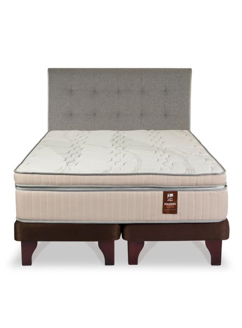 Cama Europea Máximo Cobre 2 Plazas 150 x 200 cm + Respaldo Design Gris-1