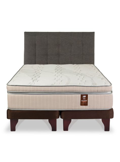 Cama Europea Máximo Cobre King 180 x 200 cm + Respaldo Design Gráfito-1
