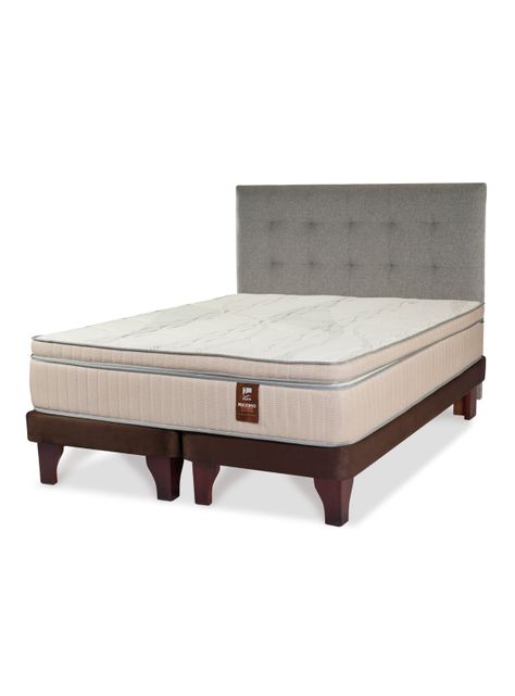 Cama Europea Máximo Cobre King 180 x 200 cm + Respaldo Design Gris-0