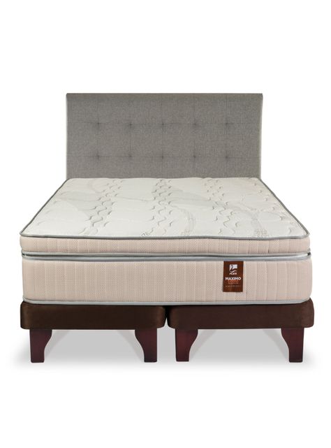 Cama Europea Máximo Cobre King 180 x 200 cm + Respaldo Design Gris-1