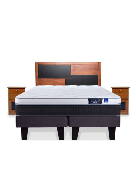Cama Europea Nexus 2 Plazas Box Base Dividida + Set de Muebles Colonia-2