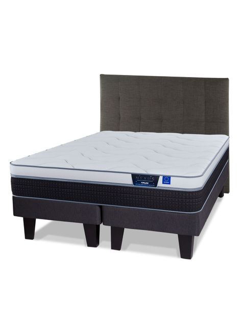 Cama Europea Nexus 2 Plazas Base Dividida Box + Respaldo Design Grafito-0