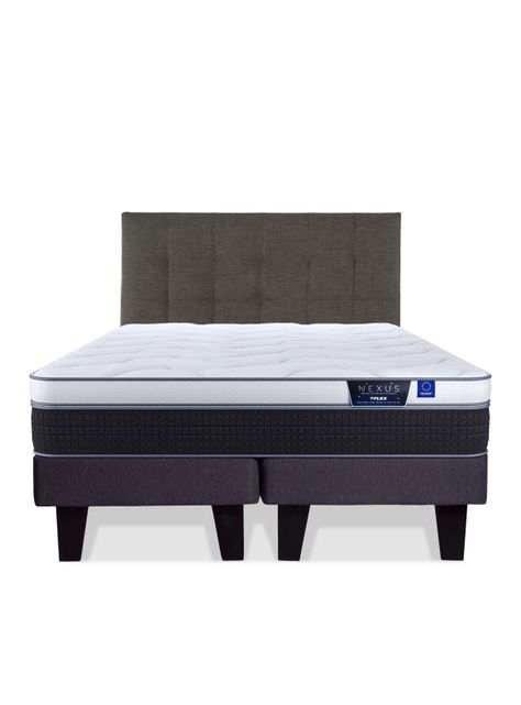 Cama Europea Nexus 2 Plazas Base Dividida Box + Respaldo Design Grafito-2