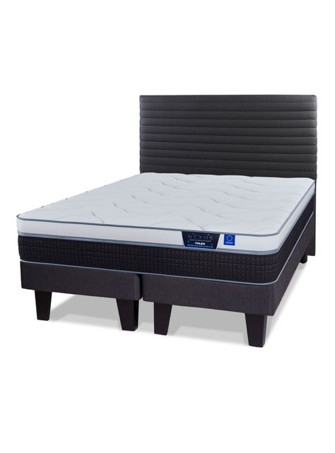 Cama Europea Nexus 2 Plazas Box Base Dividida + Respaldo Modern Grafito-0
