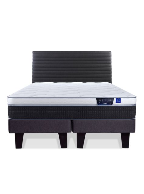 Cama Europea Nexus 2 Plazas Box Base Dividida + Respaldo Modern Grafito-2
