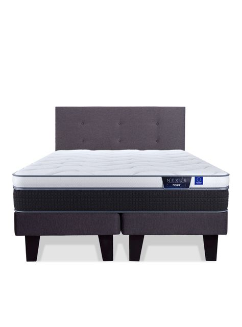 Cama Europea Nexus King + Respaldo Royal Grafito-2