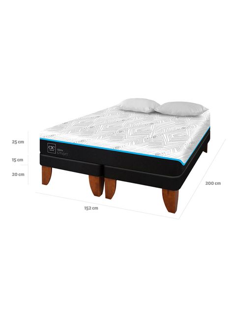 Cama Europea Green Infinity 2 Plazas Base Dividida + Almohadas-1