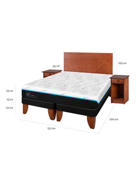 Cama Europea Green Infinity 2 Plazas Base Dividida + Set Muebles Villarrica-1