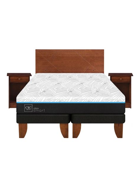 Cama Europea Green Infinity 2 Plazas Base Dividida + Set Muebles Villarrica-2