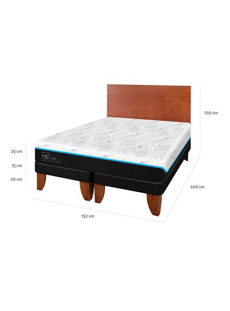 Cama Europea Green Infinity 2 Plazas Base Dividida + Respaldo Villarrica-1