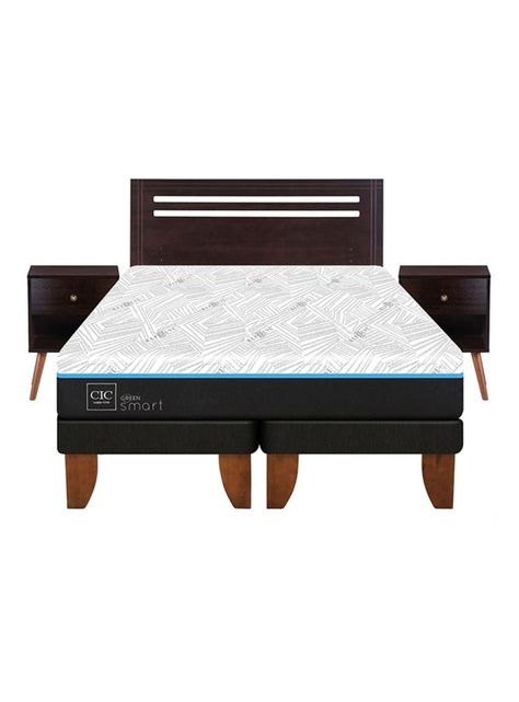 Cama Europea Green Infinity 2 Plazas Base Dividida + Set Muebles Munich-2