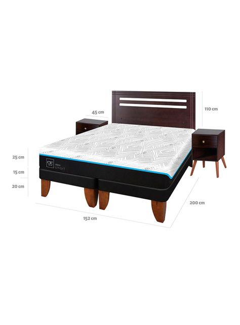 Cama Europea Green Infinity 2 Plazas Base Dividida + Set Muebles Munich-1