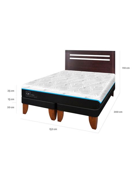 Cama Europea Green Infinity 2 Plazas Base Dividida + Respaldo Munich-1