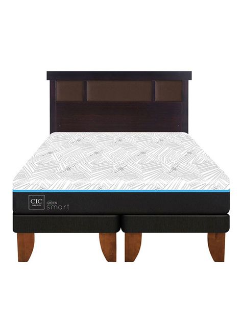 Cama Europea Green Infinity 2 Plazas Base Dividida + Respaldo Dublin Chocolate-2