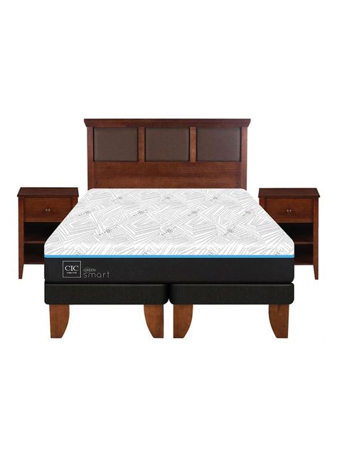 Cama Europea Green Infinity 2 Plazas Base Dividida + Set Muebles Torino Caramel-2