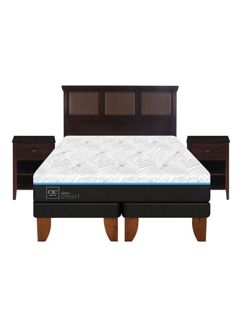 Cama Europea Green Infinity 2 Plazas Base Dividida + Set Muebles Torino Chocolate-2