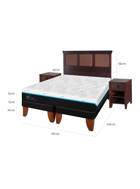Cama Europea Green Infinity King + Set Muebles Torino Chocolate-1
