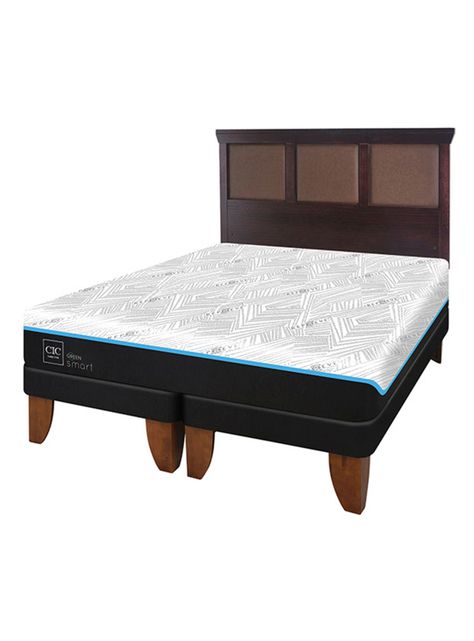 Cama Europea Green Infinity King + Respaldo Torino Chocolate-0