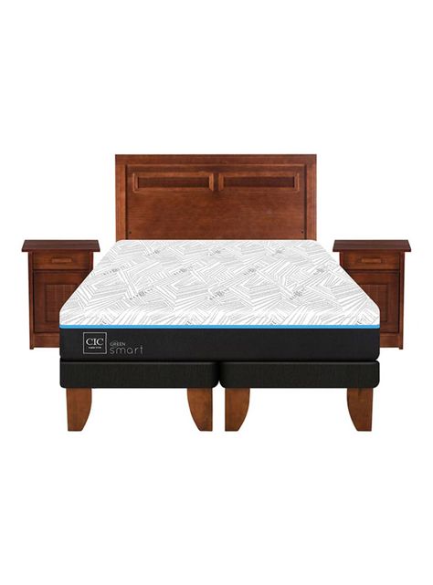 Cama Europea Green Infinity 2 Plazas Base Dividida + Set Muebles Milan-2
