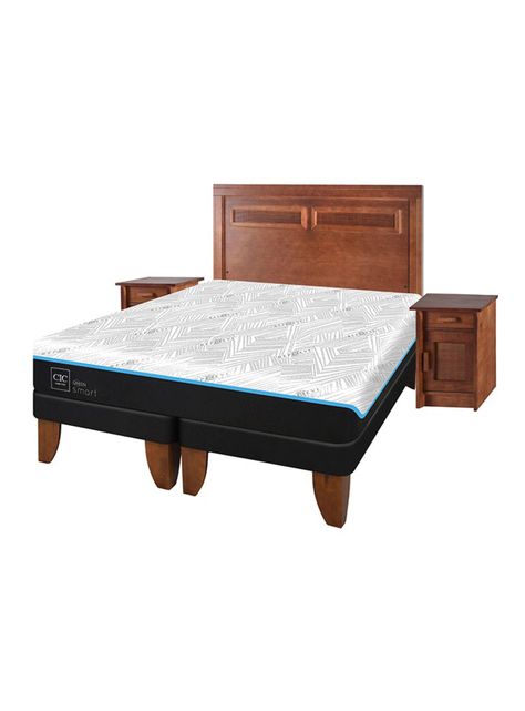 Cama Europea Green Infinity 2 Plazas Base Dividida + Set Muebles Milan-0