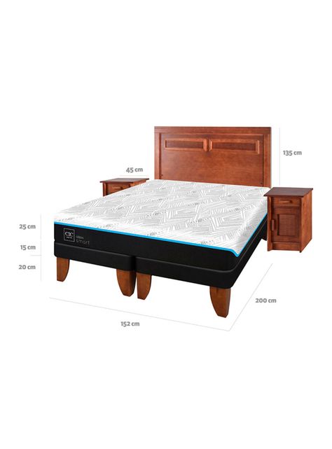 Cama Europea Green Infinity 2 Plazas Base Dividida + Set Muebles Milan-1