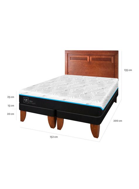 Cama Europea Green Infinity 2 Plazas Base Dividida + Respaldo Milan-1