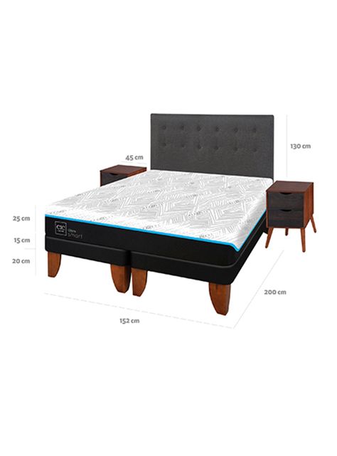 Cama Europea Green Infinity 2 Plazas Base Dividida + Set Muebles Eufrates-1