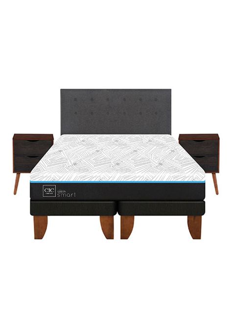 Cama Europea Green Infinity 2 Plazas Base Dividida + Set Muebles Eufrates-2