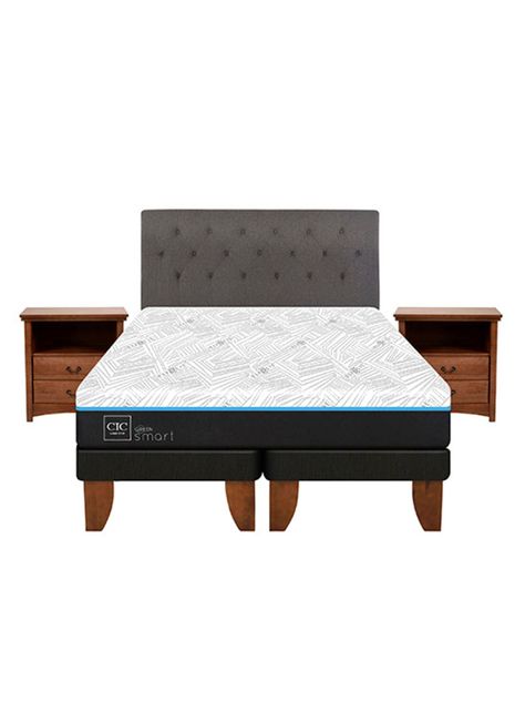 Cama Europea Green Infinity King + Set Muebles Kavery-2