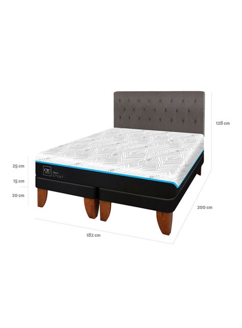 Cama Europea Green Infinity King + Respaldo Kavery-1