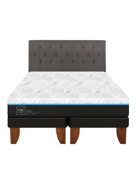 Cama Europea Green Infinity King + Respaldo Kavery-2