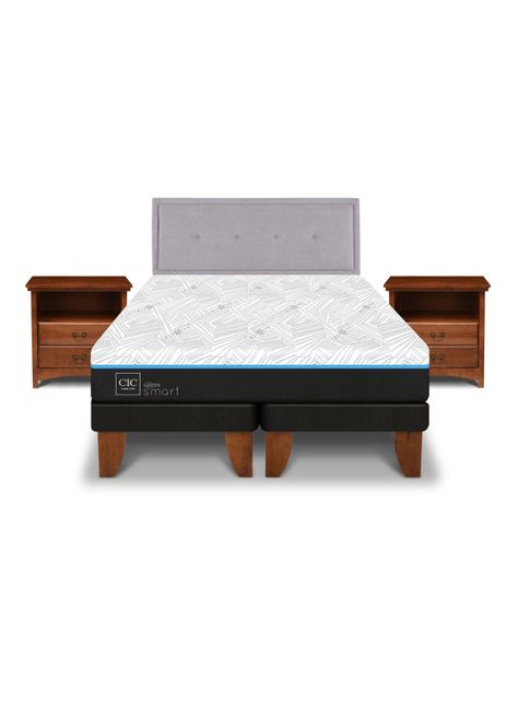 Cama Europea Green Infinity 2 Plazas Base Dividida + Set Muebles Ganges-2