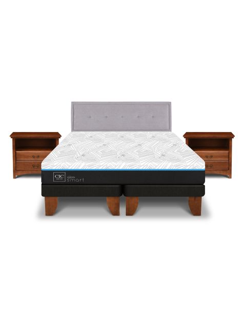 Cama Europea Green Infinity King + Set Muebles Ganges-2