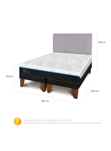 Cama Europea Green Infinity 2 Plazas Base Dividida + Respaldo Ganges-1