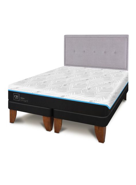 Cama Europea Green Infinity King + Respaldo Ganges-0