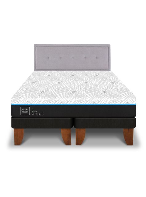 Cama Europea Green Infinity King + Respaldo Ganges-2