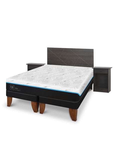Cama Europea Green Infinity 2 Plazas Base Dividida + Set Muebles Villarrica Gris-0